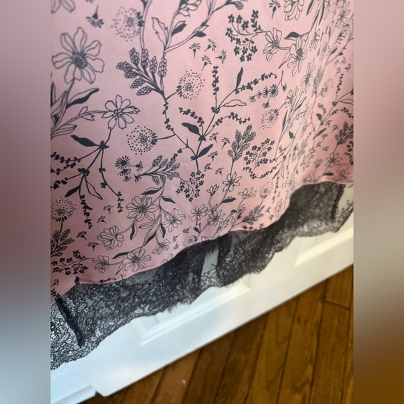 Victoria’s Secret Y2K Slip Dress | Women’s M | Blush Pink Floral with Grey Lace - Picture 4 of 11